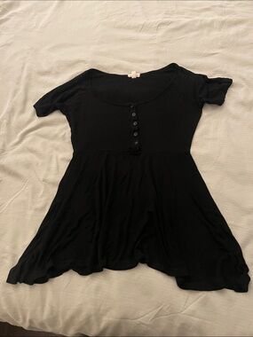silence + noise Black Scoop-Neck Button Tunic